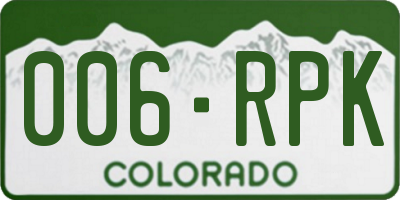 CO license plate 006RPK