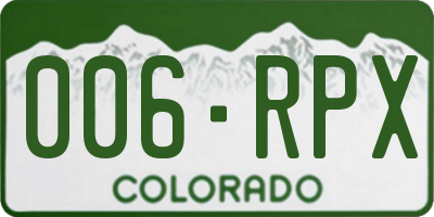 CO license plate 006RPX