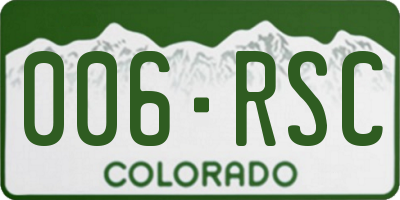 CO license plate 006RSC