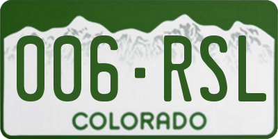 CO license plate 006RSL