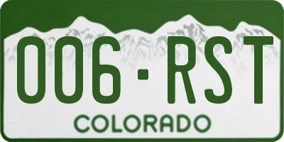 CO license plate 006RST