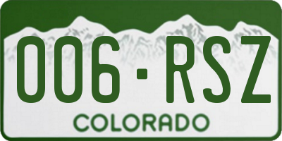CO license plate 006RSZ