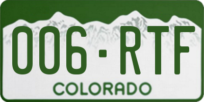 CO license plate 006RTF