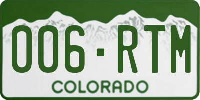 CO license plate 006RTM