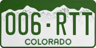CO license plate 006RTT