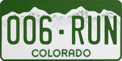 CO license plate 006RUN