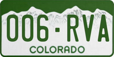 CO license plate 006RVA