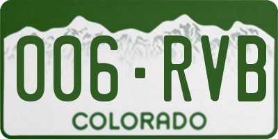 CO license plate 006RVB