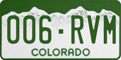 CO license plate 006RVM