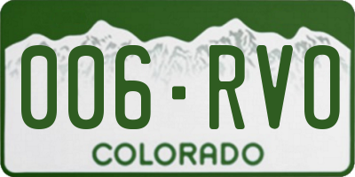 CO license plate 006RVO
