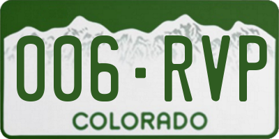 CO license plate 006RVP