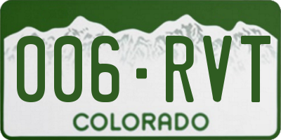 CO license plate 006RVT
