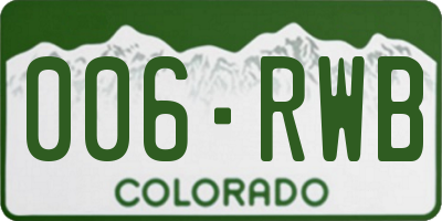 CO license plate 006RWB