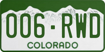 CO license plate 006RWD