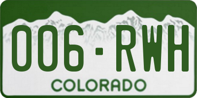 CO license plate 006RWH