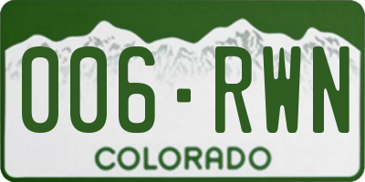 CO license plate 006RWN
