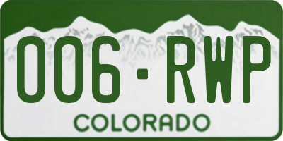 CO license plate 006RWP