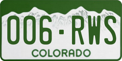 CO license plate 006RWS