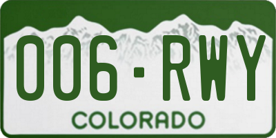 CO license plate 006RWY