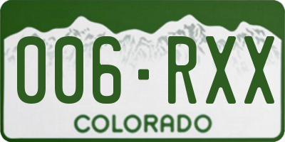 CO license plate 006RXX