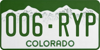 CO license plate 006RYP