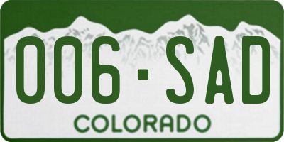 CO license plate 006SAD
