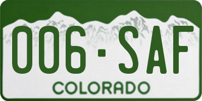 CO license plate 006SAF