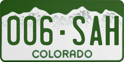 CO license plate 006SAH