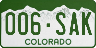 CO license plate 006SAK