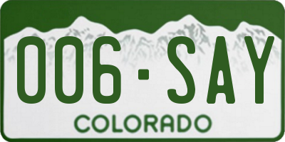 CO license plate 006SAY