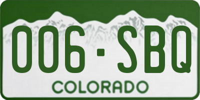 CO license plate 006SBQ