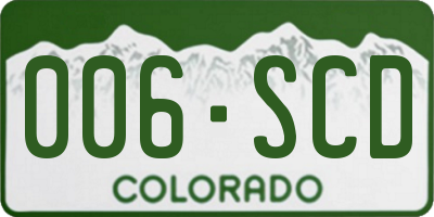 CO license plate 006SCD