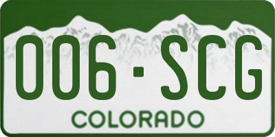 CO license plate 006SCG