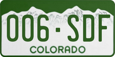 CO license plate 006SDF