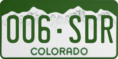CO license plate 006SDR