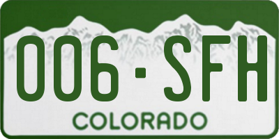 CO license plate 006SFH