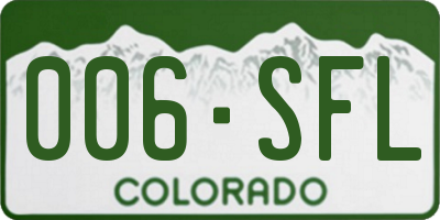 CO license plate 006SFL