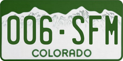 CO license plate 006SFM