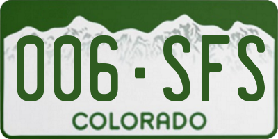 CO license plate 006SFS