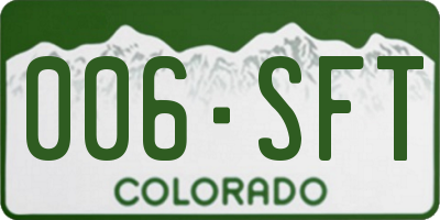 CO license plate 006SFT