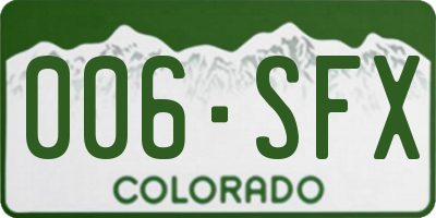 CO license plate 006SFX