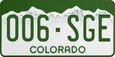 CO license plate 006SGE