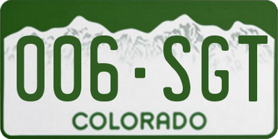 CO license plate 006SGT