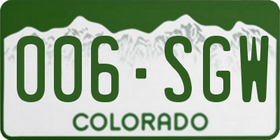 CO license plate 006SGW