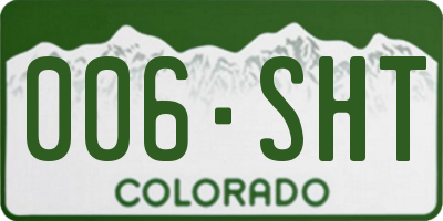 CO license plate 006SHT