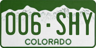 CO license plate 006SHY