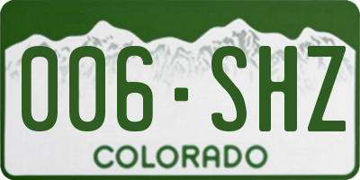 CO license plate 006SHZ