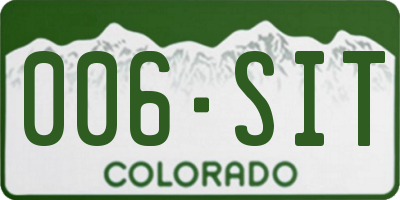 CO license plate 006SIT