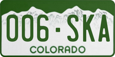 CO license plate 006SKA