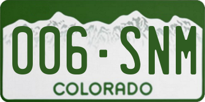 CO license plate 006SNM